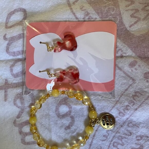 Cute Cat Earrings and Stretch Bracelet - Picture 1 of 4